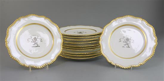 A set of twelve Flight, Barr & Barr armorial plates, c.1815-20,